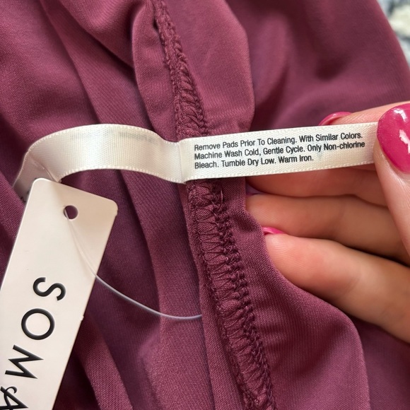 Soma Matte Jersey Midi Bra Dress In Cabernet Off The Shoulder Women’s Sz M NWT - Picture 7 of 8